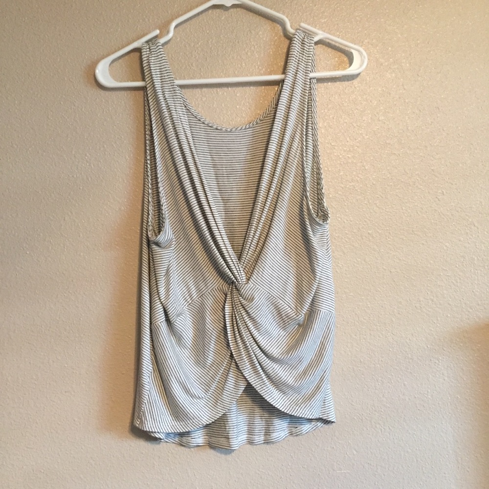 Striped tank with twist back